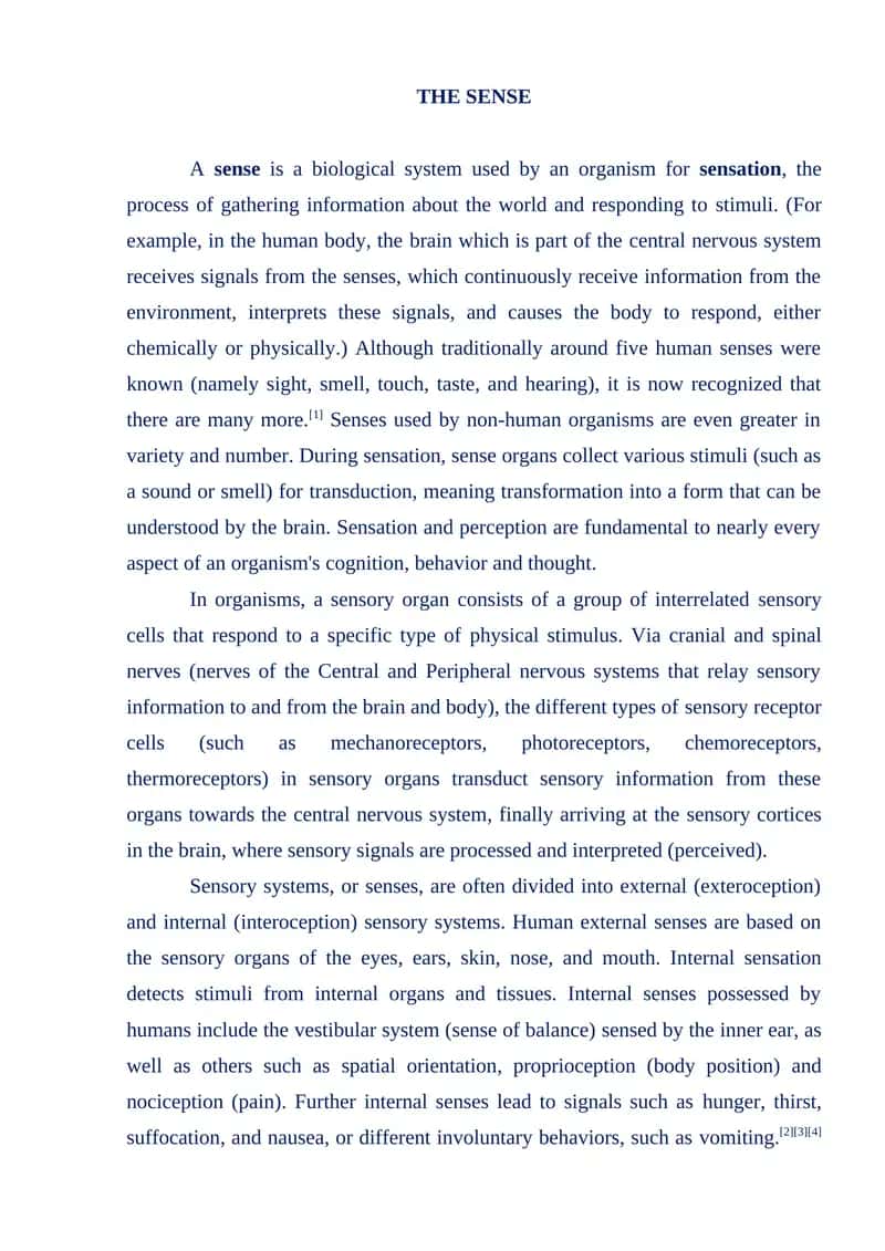 Biology of the Senses 1