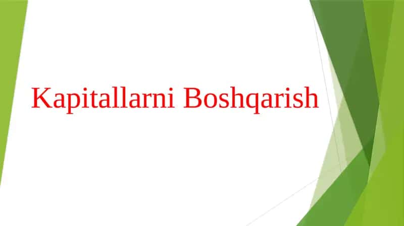 Kapitallarni Boshqarish 1