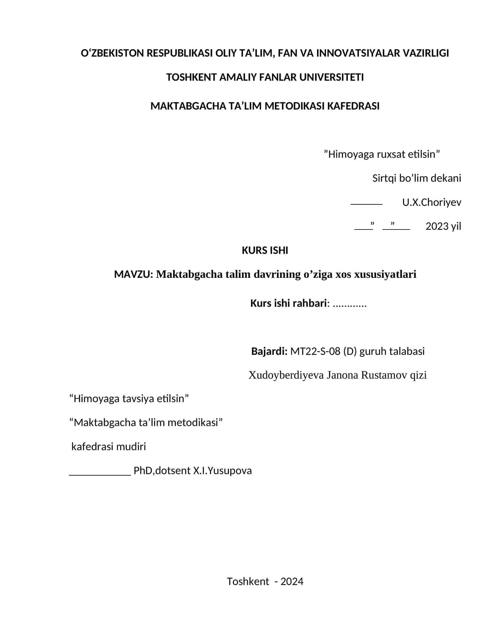 Maktabgacha talim davrining o’ziga xos xususiyatlari 1