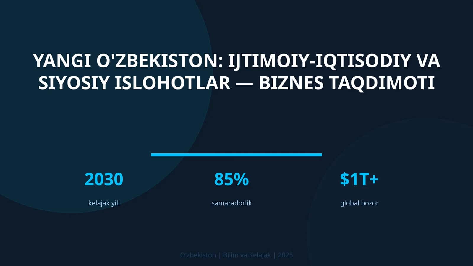 Yangi O'zbekiston: Ijtimoiy-Iqtisodiy va Siyosiy Islohotlar — Biznes Taqdimoti 1