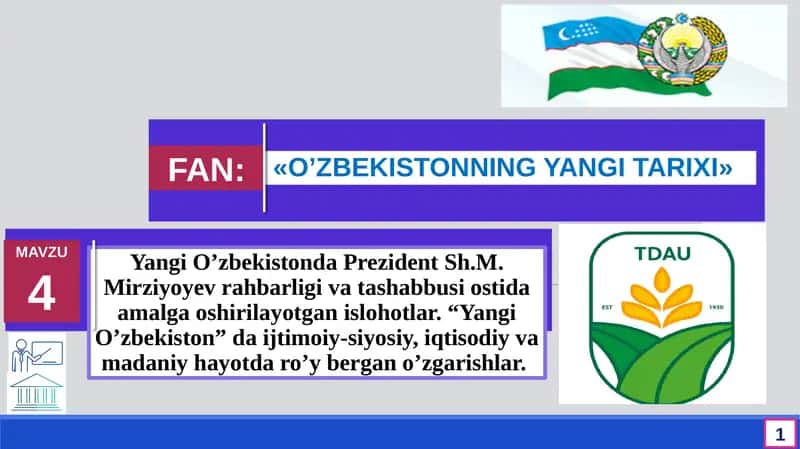 O’ZBEKISTONNING YANGI TARIXI 1