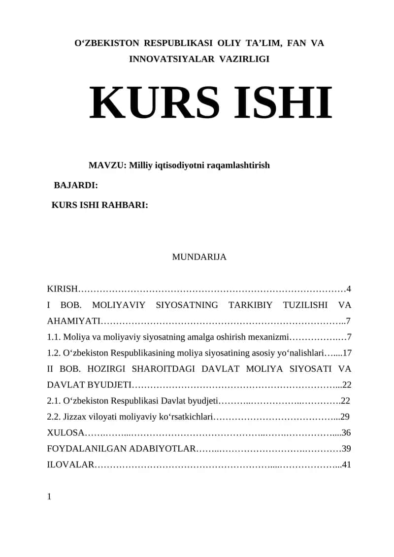 Milliy iqtisodiyotni raqamlashtirish 1
