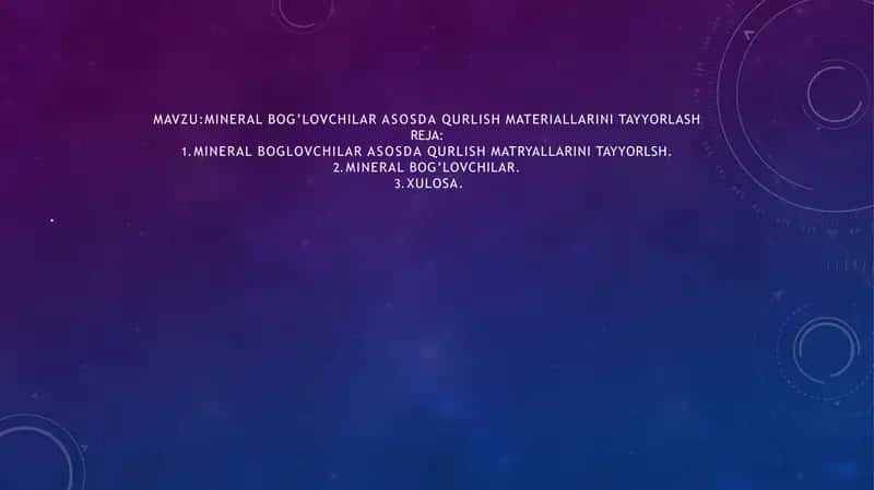 MINERAL BOG’LOVCHILAR ASOSDA QURLISH MATERIALLARINI TAYYORLASH 1