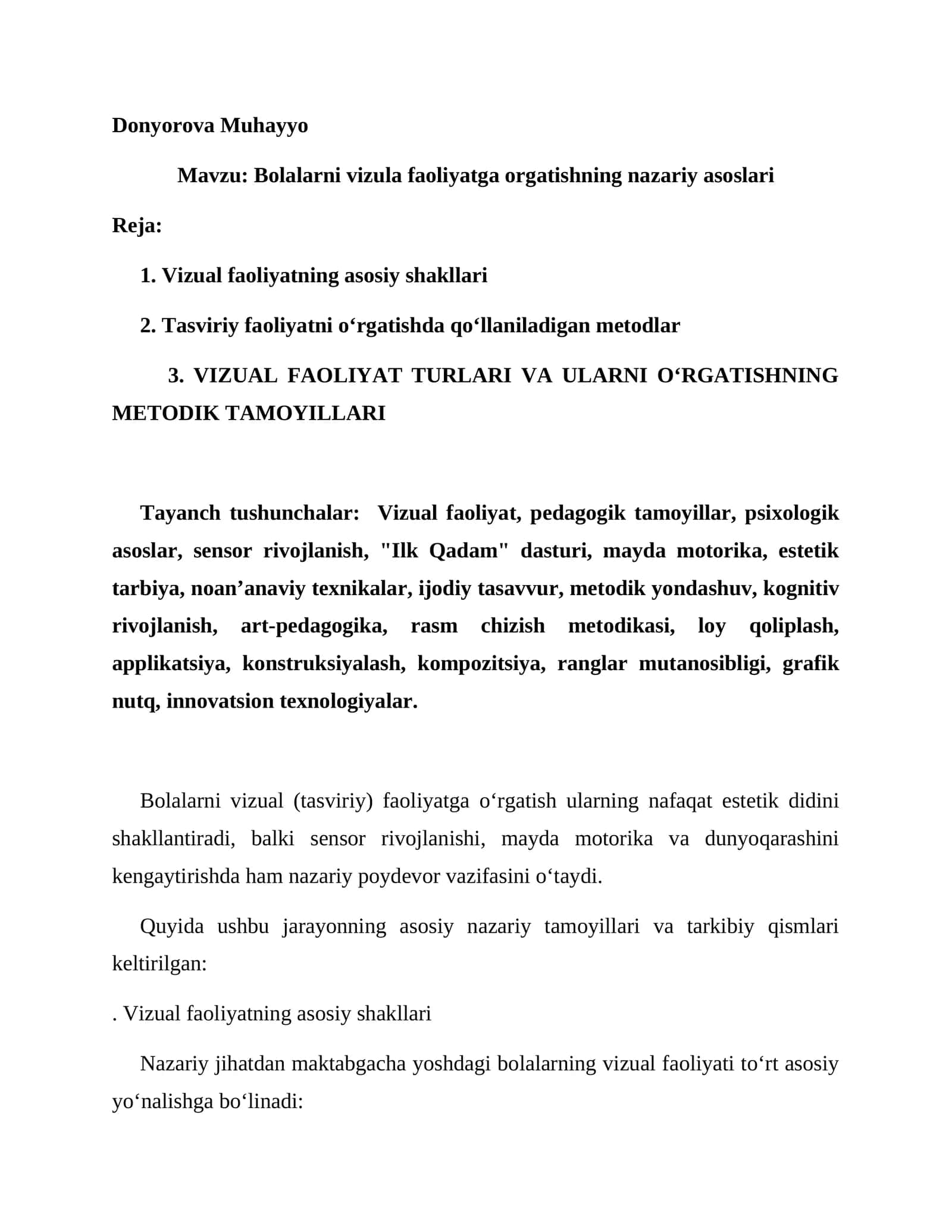 Bolalarni vizula faoliyatga orgatishning nazariy asoslari 1