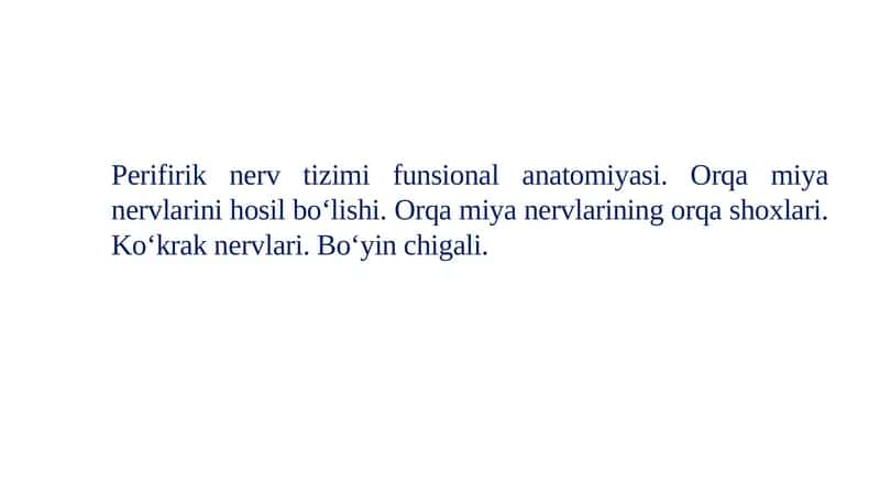 Perifirik nerv tizimi funsional anatomiyasi. 1