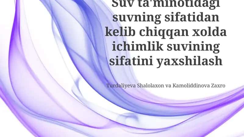 Ichimlik Suvi Sifatining Baholash 1