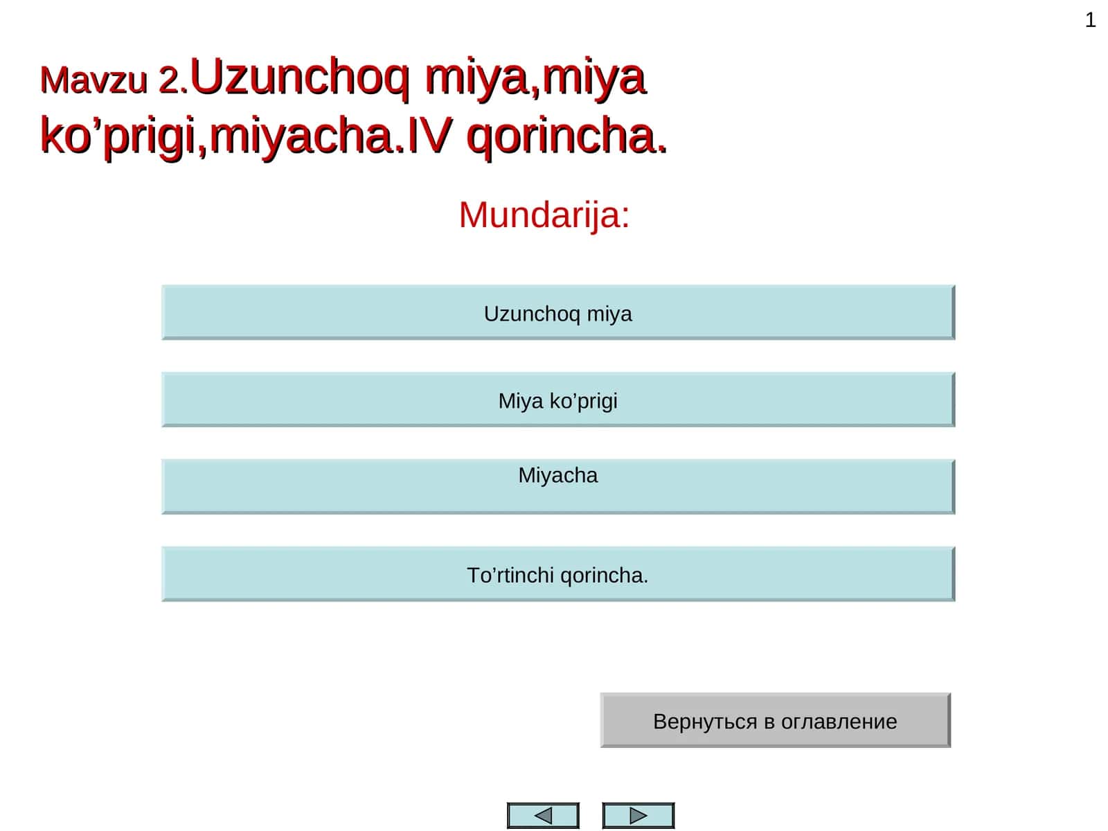 Uzunchoq miya, miya ko’prigi, miyacha, IV qorincha 1