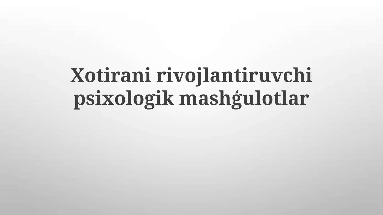 Xotira ni rivojlantiruvchi psixologik mashg'ulotlar 1