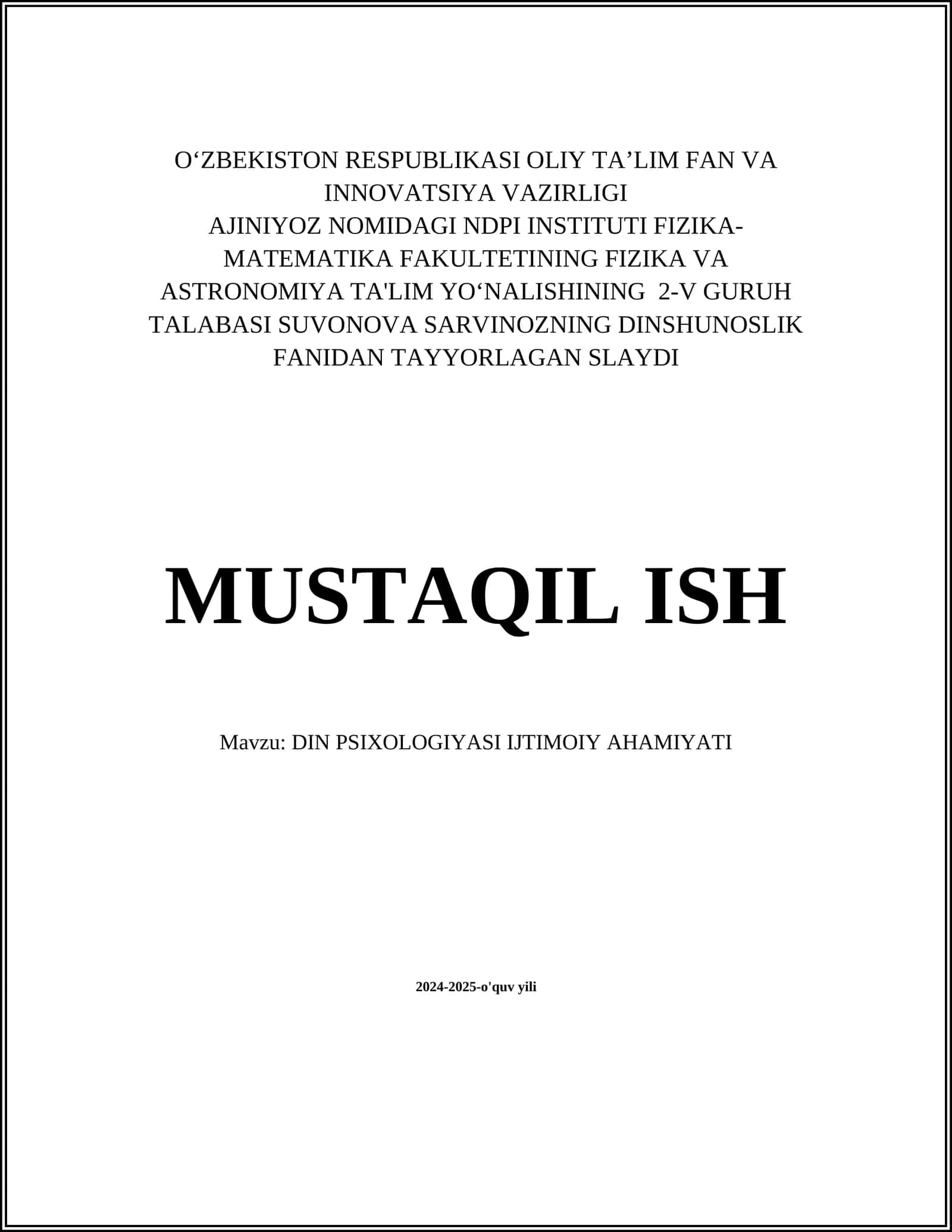 DIN PSIXOLOGIYASI IJTIMOIY AHAMIYATI 1