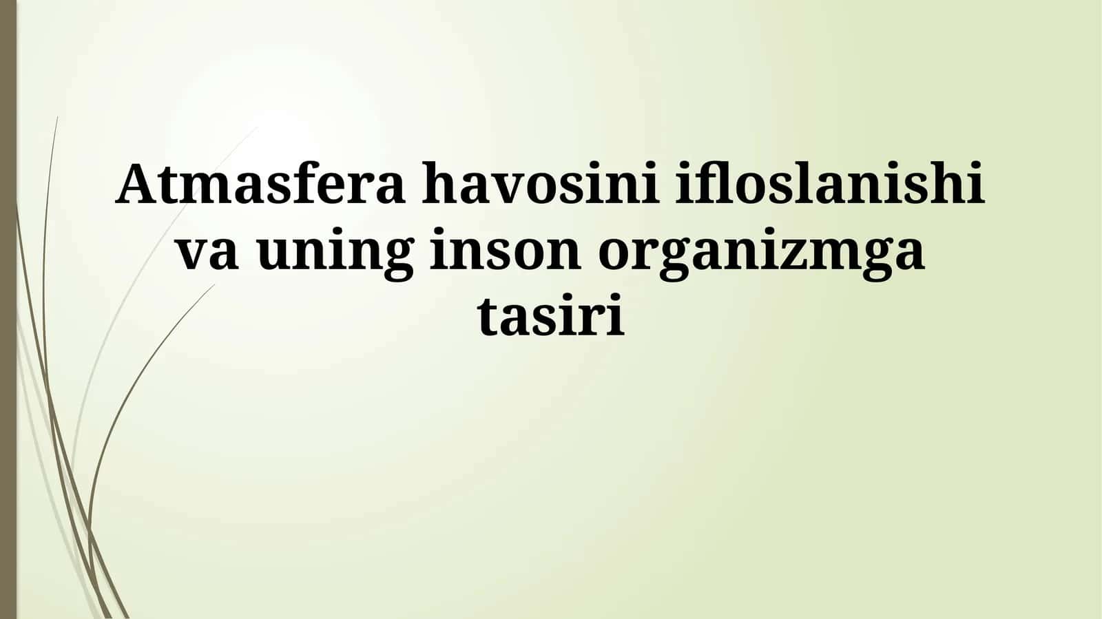 Atmasfera havosini ifloslanishi va uning insonorganizmgatasiri 1