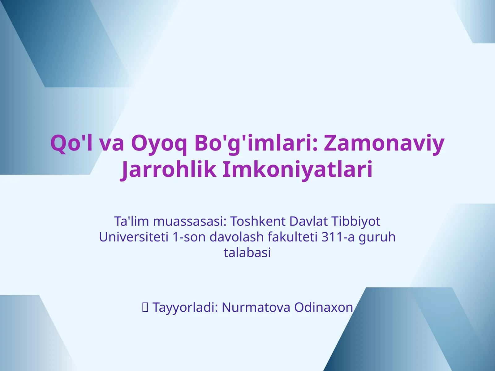 Qo'l va Oyoq Bo'g'imlari: Zamonaviy Jarrohlik Imkoniyatlari 1