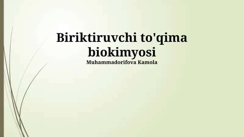 Biriktiruvchi to'qima biokimyosi 1
