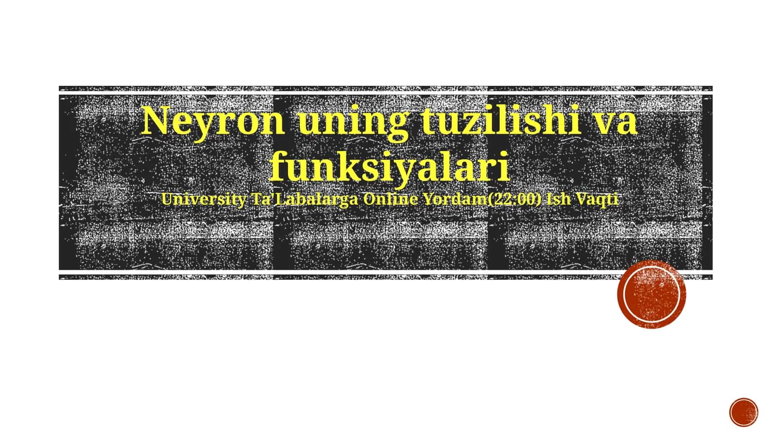 Neyronuning tuzilishi va funksiyalari 1