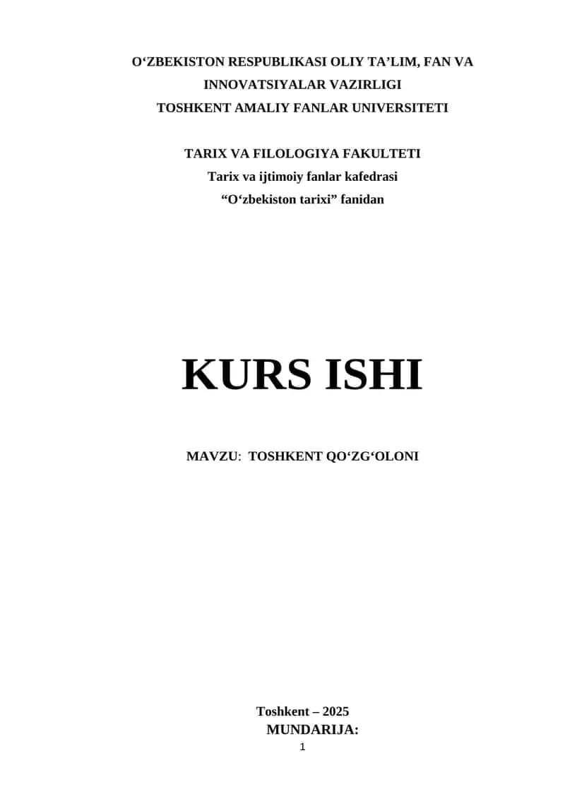 TOSHKENT QO‘ZG‘OLONI 1