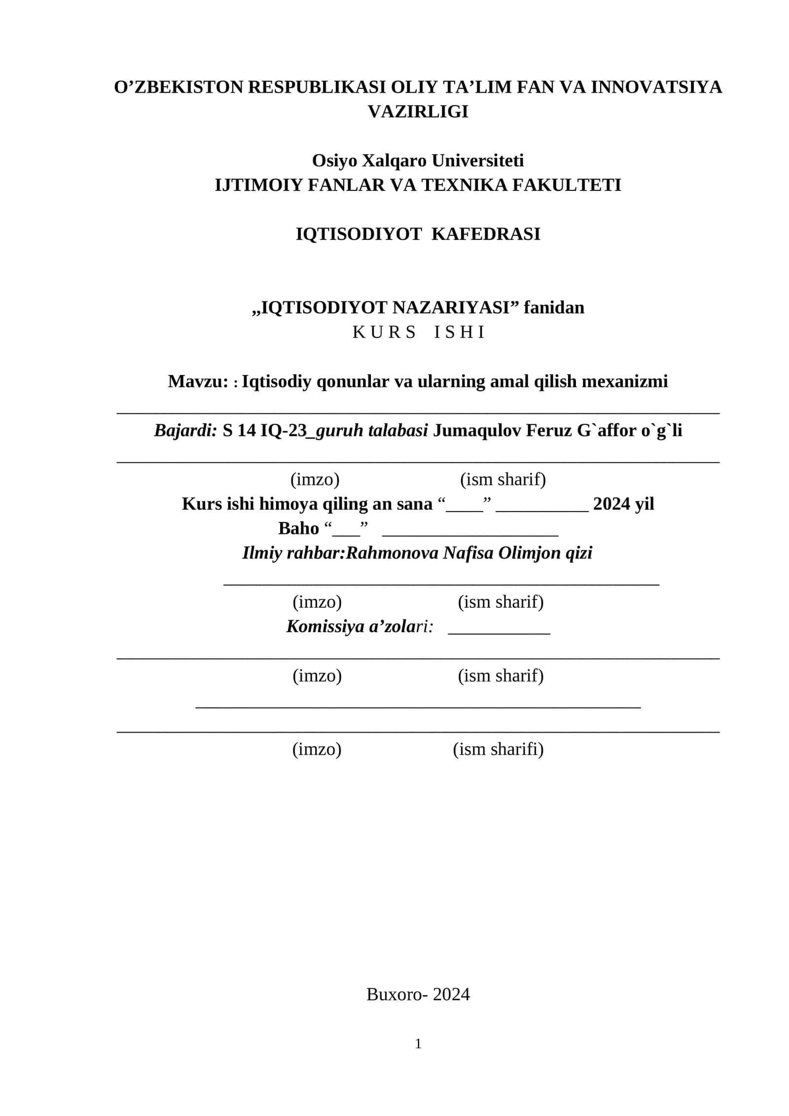 Iqtisodiy qonunlar va ularning amal qilish mexanizmi 1