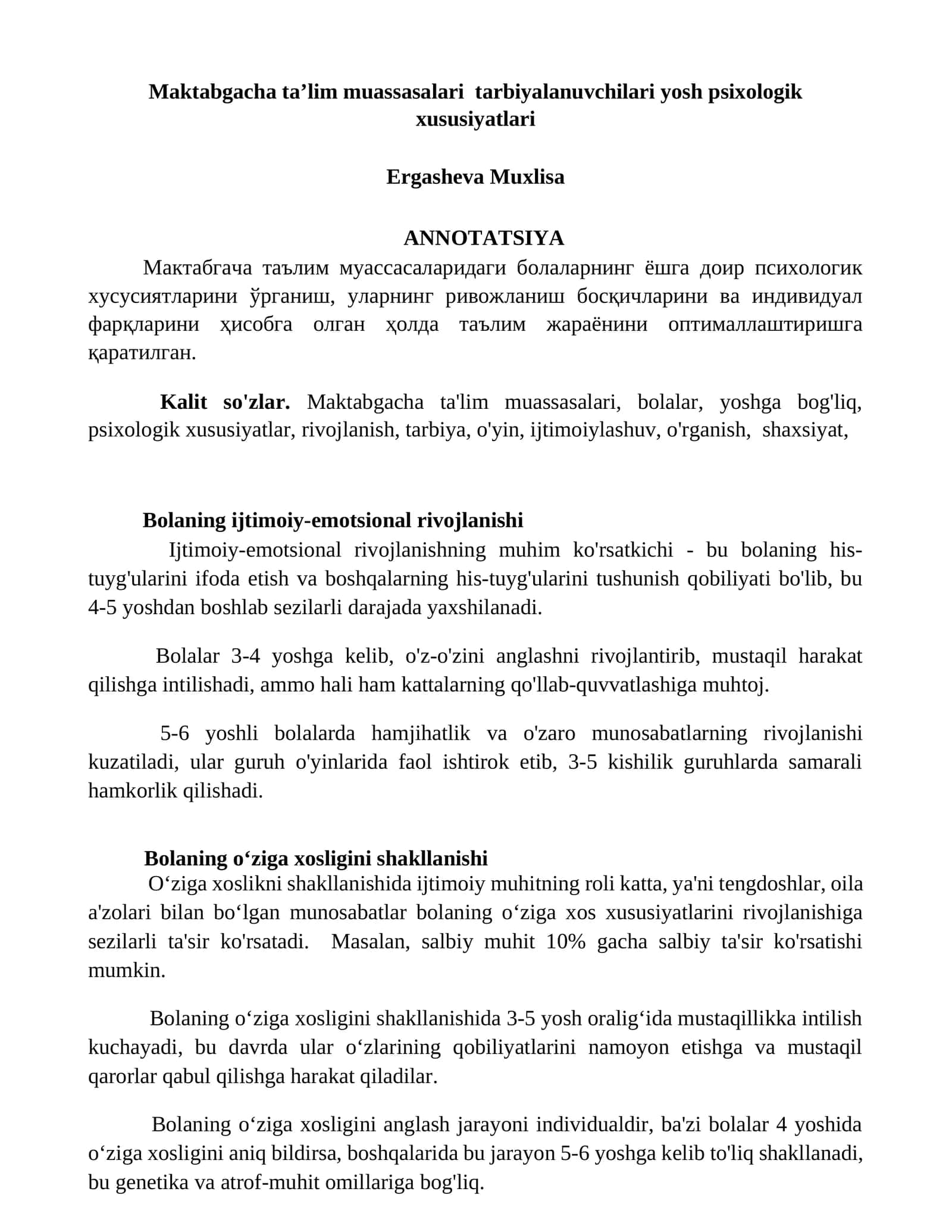 Maktabgacha taʼlim muassasalari tarbiyalanuvchilari yosh psixologik xususiyatlari 1