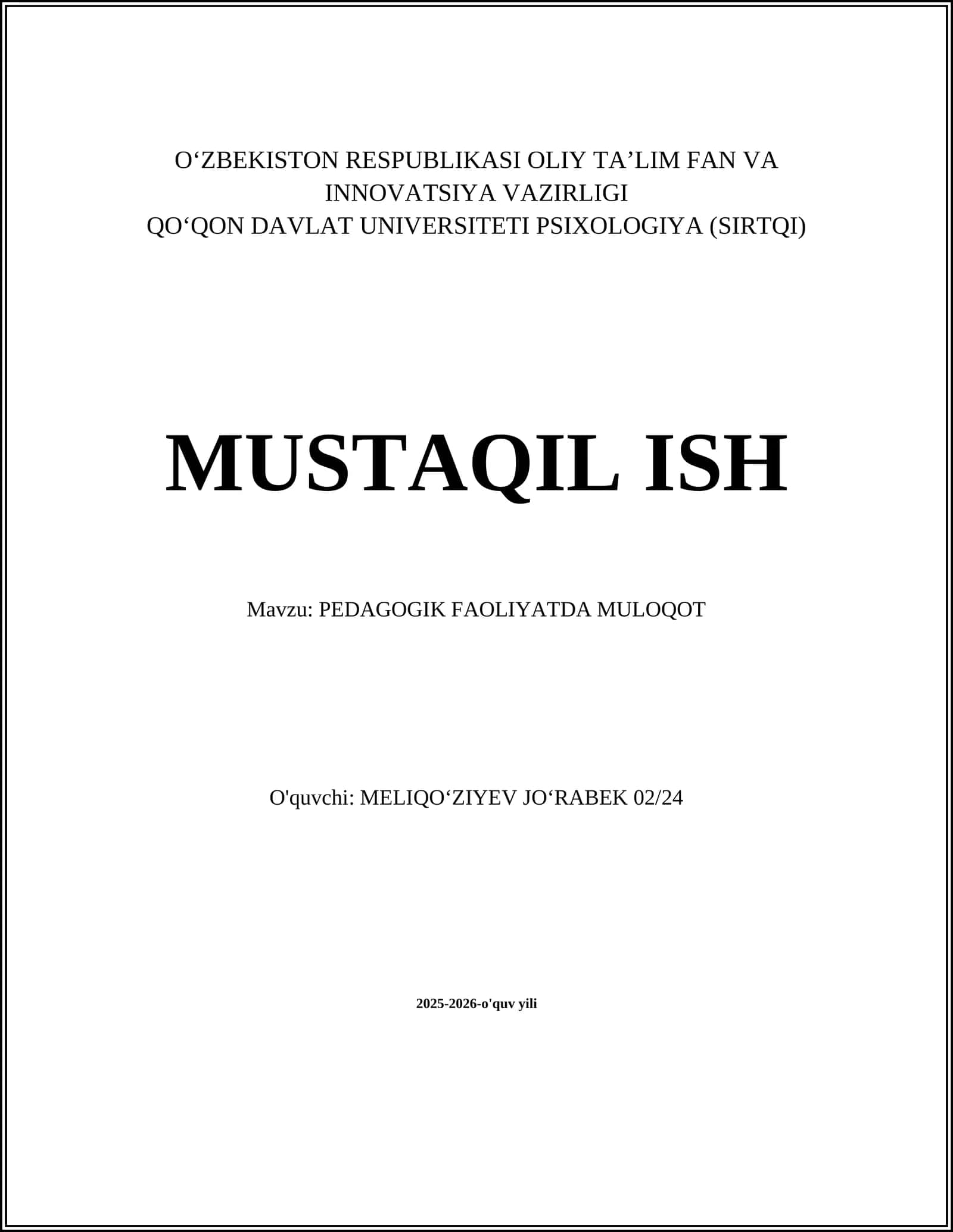 PEDAGOGIK FAOLIYATDA MULOQOT 1