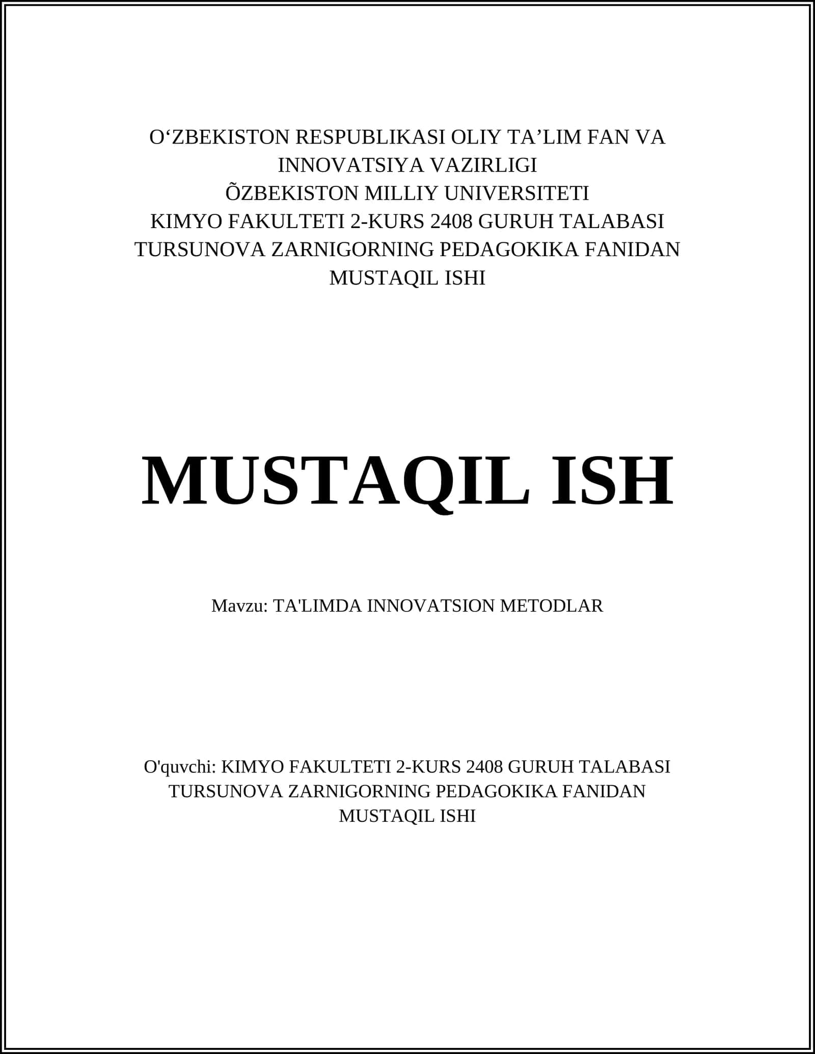 TA'LIMDA INNOVATSION METODLAR 1