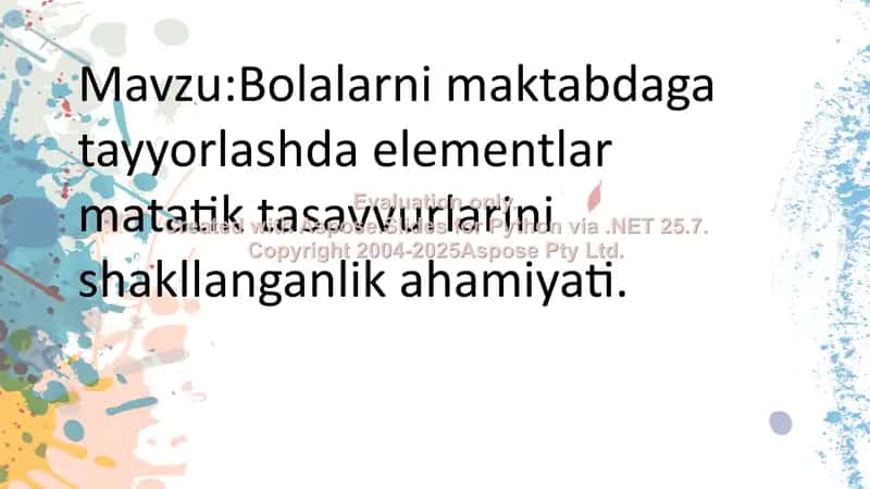 Bolalarni maktabdaga tayyorlashda elementlar matematik tasavvurlarini shakllanganlik ahamiyati 1