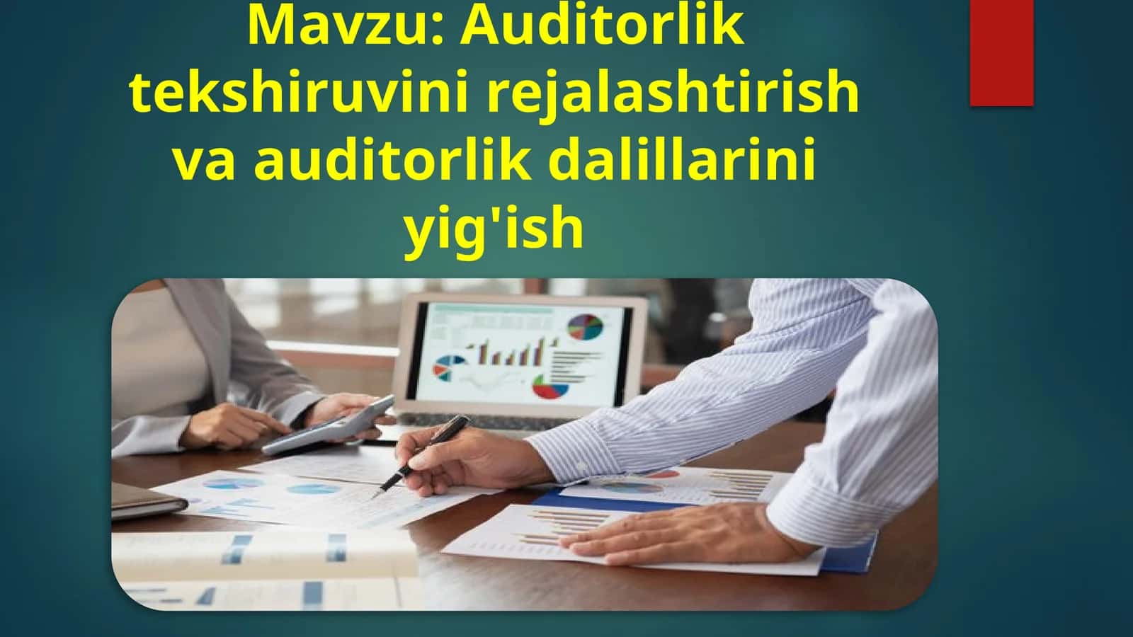 Auditorlik tekshiruvini rejalashtirish va auditorlik dalillarini yig'ish 1