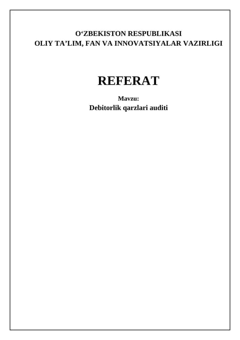 Debitorlik qarzlari auditi 1