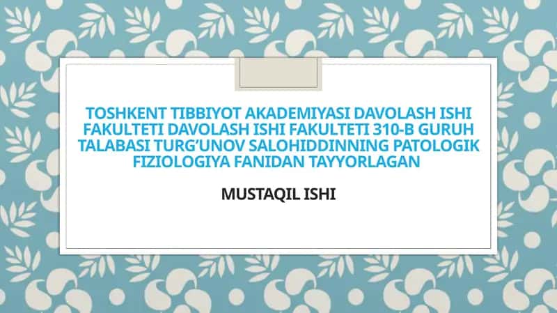 IMMUN SISTEMASI ASOSIY HUJAYRALARINING PATOLOGIK JARAYONLAR SHAKLLANISHIDAGI O’RNI,. IMMUN TOLERANTLIK NUQSONLARI. AUTOIMMUN KASALLIKLAR 1