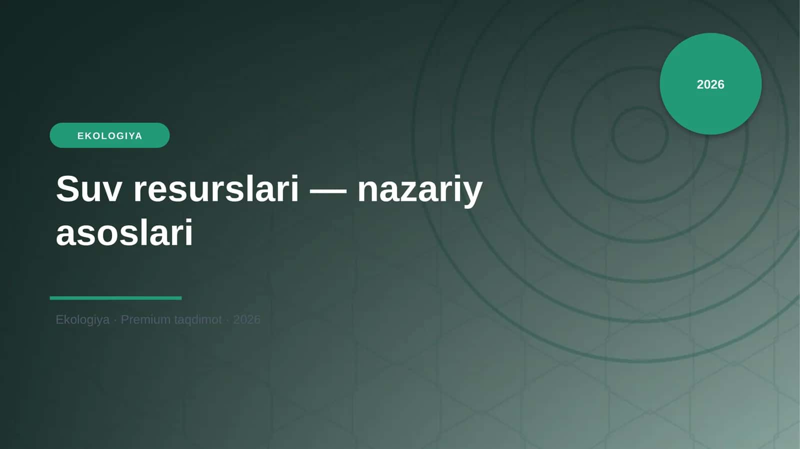 Suv resurslari — nazariy asoslari 1