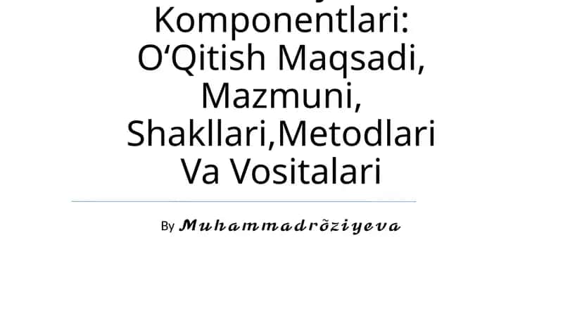 BoshlangʻIch Sinflarda Matematika OʻQitish Metodikasi Fan Sifatida 1