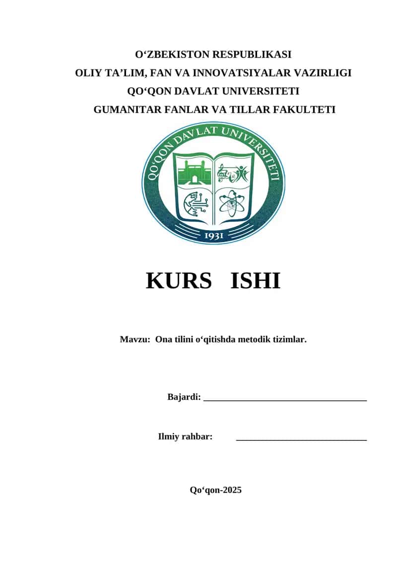 Ona tilini o‘qitishda metodik tizimlar. 1