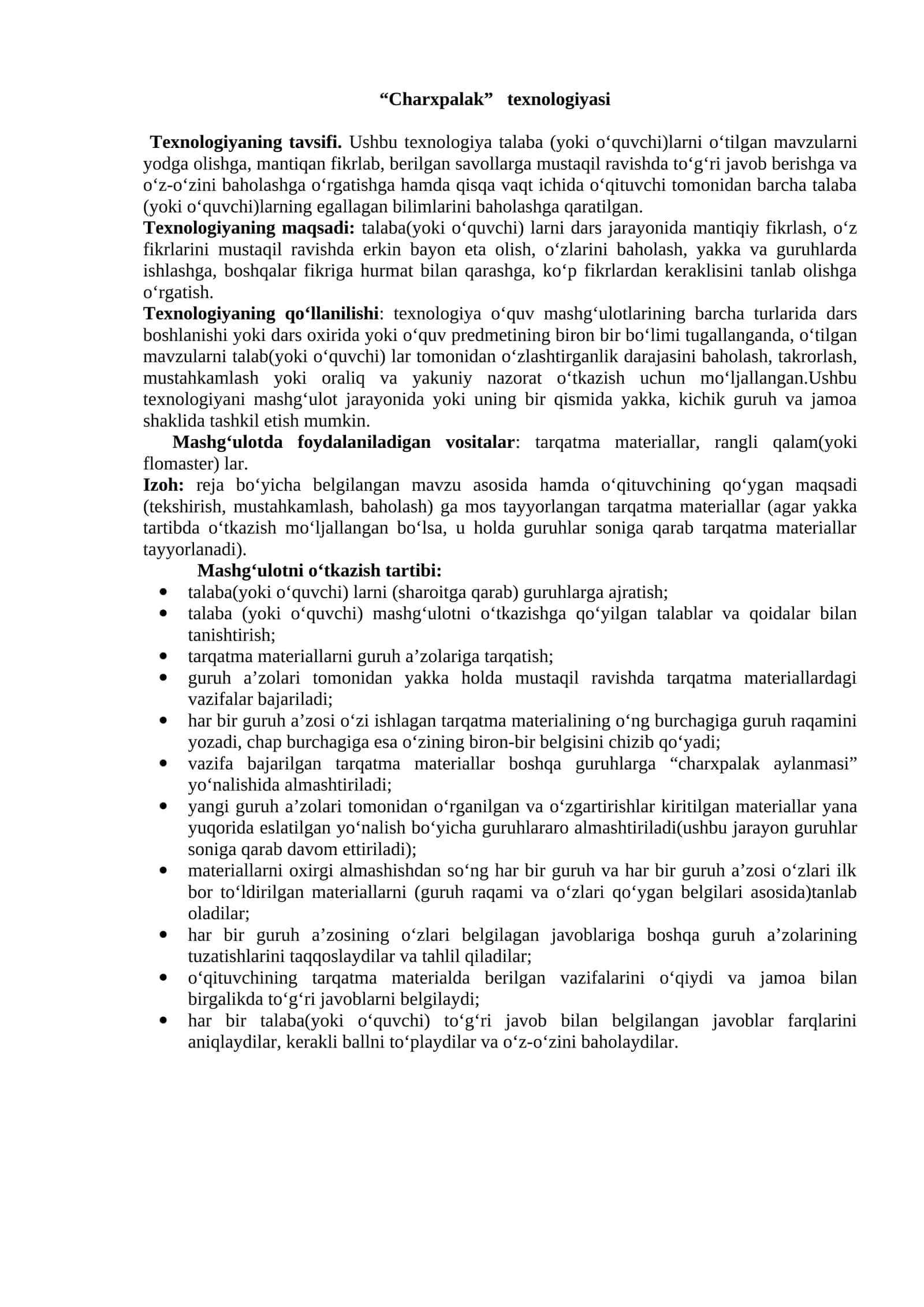 Charxpalak texnologiyasi 1