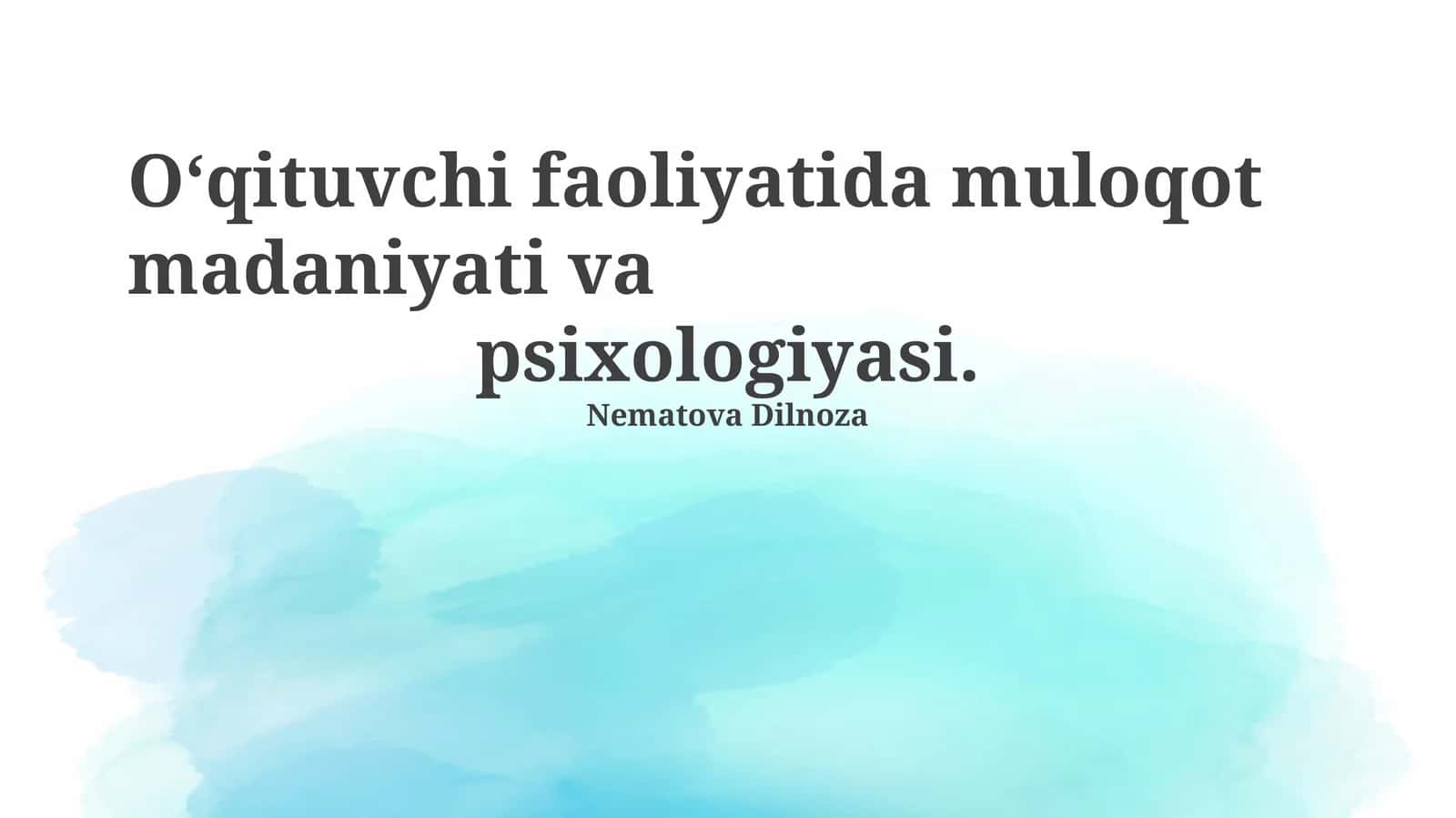 Ta'limda Nonverbal Muloqot 1