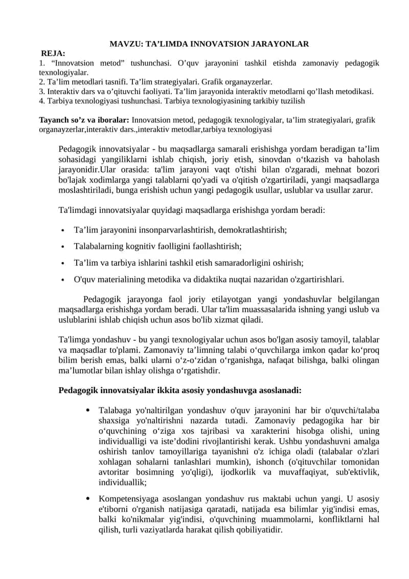 TA’LIMDA INNOVATSION JARAYONLAR 1