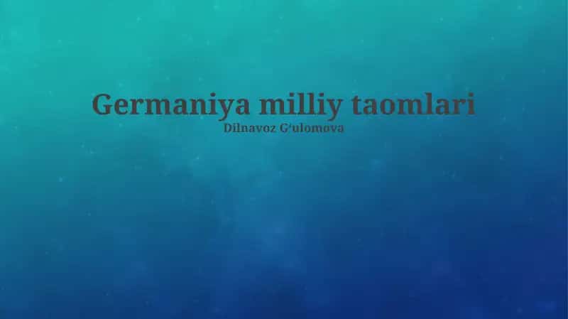Germaniya milliy taomlari 1
