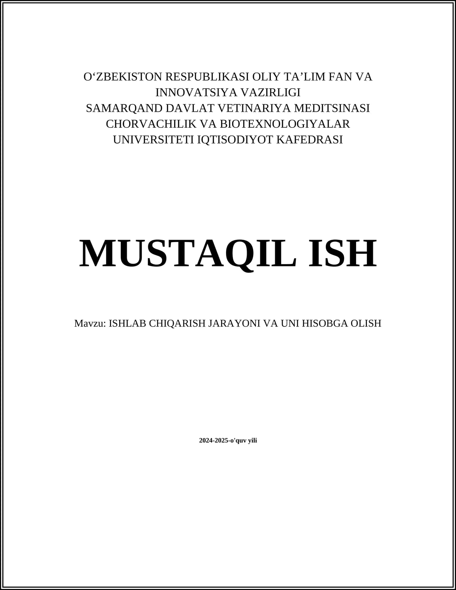 Ishlab chiqarish jarayoni va uni hisobga olish 1