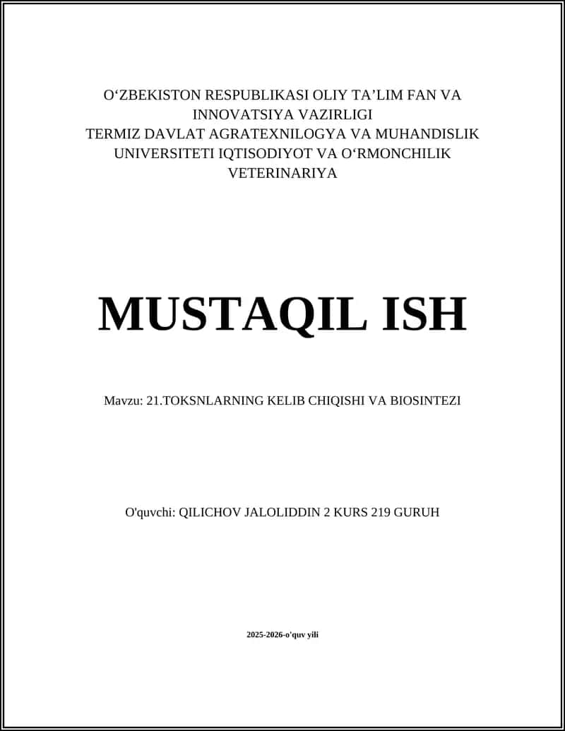 Toksinlarning kelib chiqishi va biosintezi 1