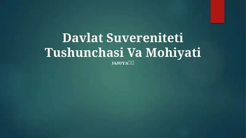 Davlat Suvereniteti Tushunchasi Va Mohiyati 1