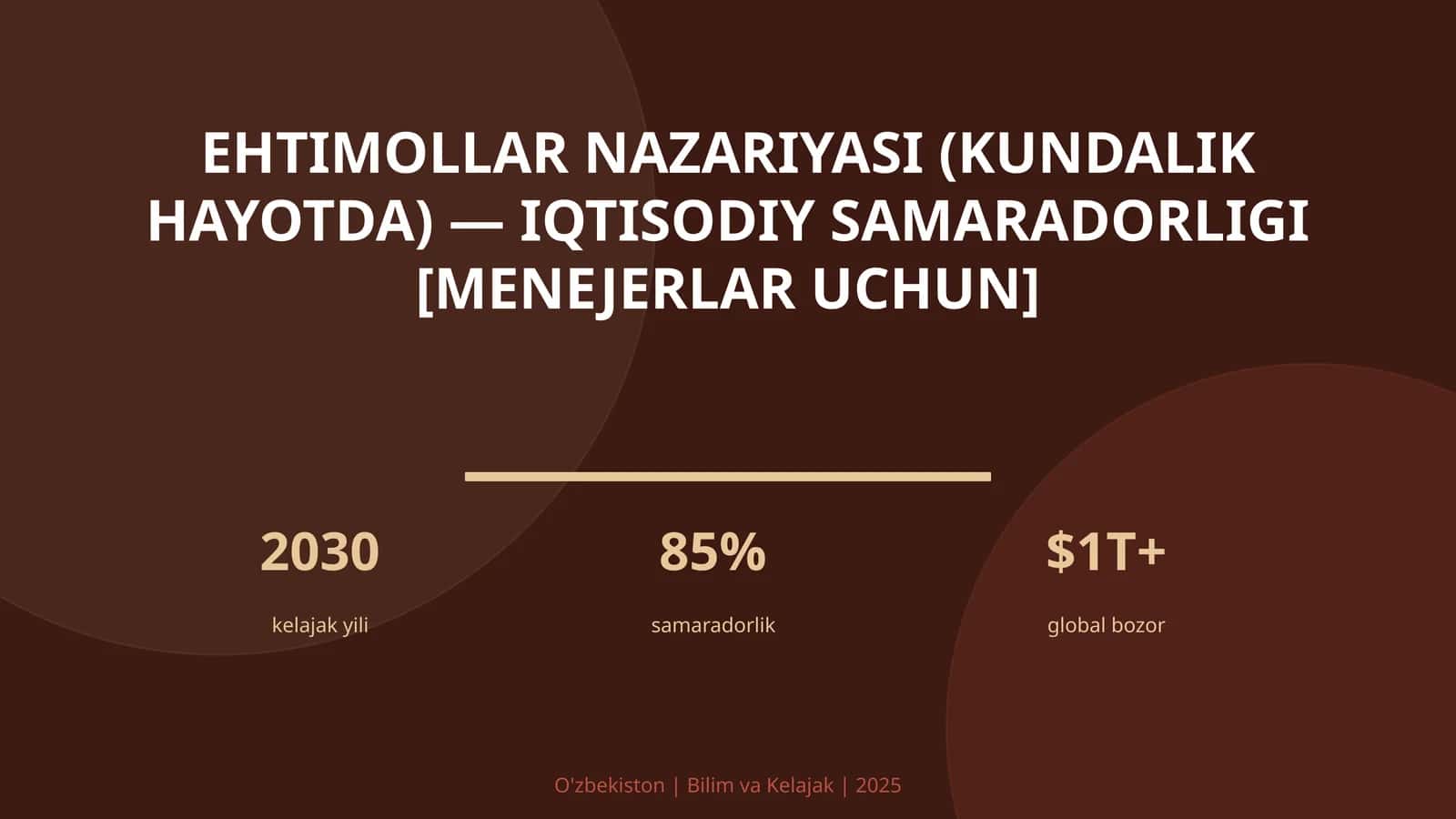 Ehtimollar nazariyasi (kundalik hayotda) — iqtisodiy samaradorligi [menejerlar uchun] 1