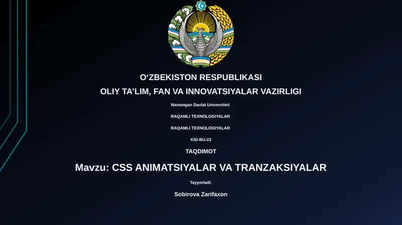 CSS ANIMATSIYALAR VA TRANZAKSIYALAR 1