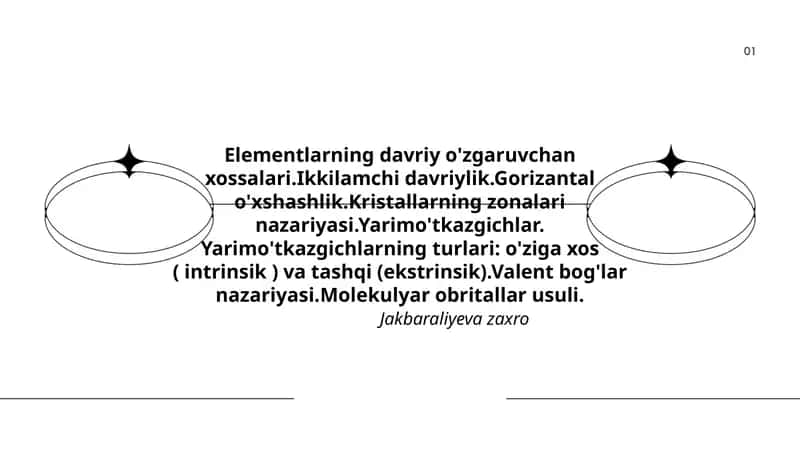 Elementlarning davriy o'zgaruvchan xossalari 1