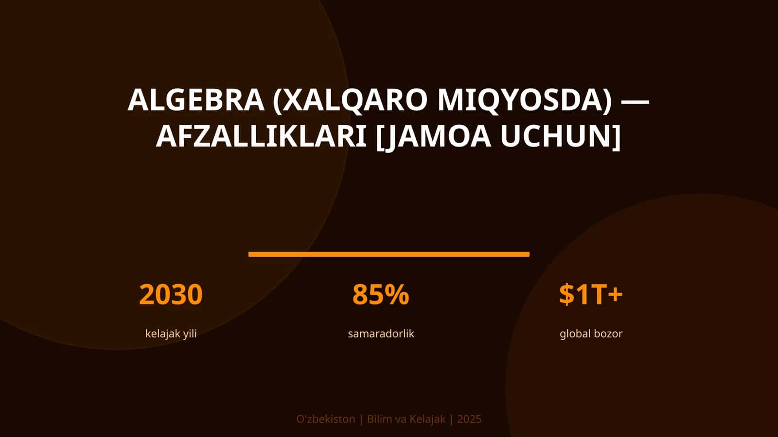 Algebra (xalqaro miqyosda) — afzalliklari [jamoa uchun] 1