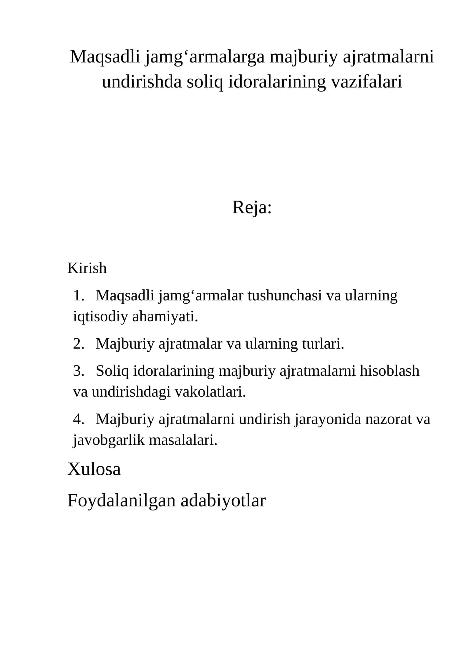 Maqsadli jamgʻarmalarga majburiy ajratmalarni undirishda soliq idoralarining vazifalari 1