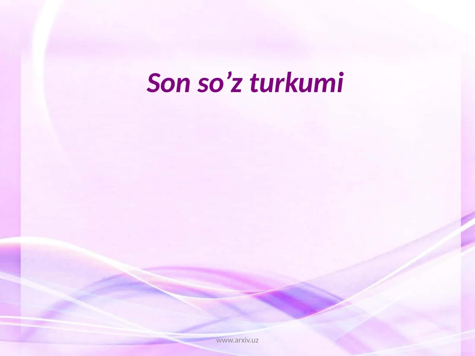 Son so’z turkumi 1