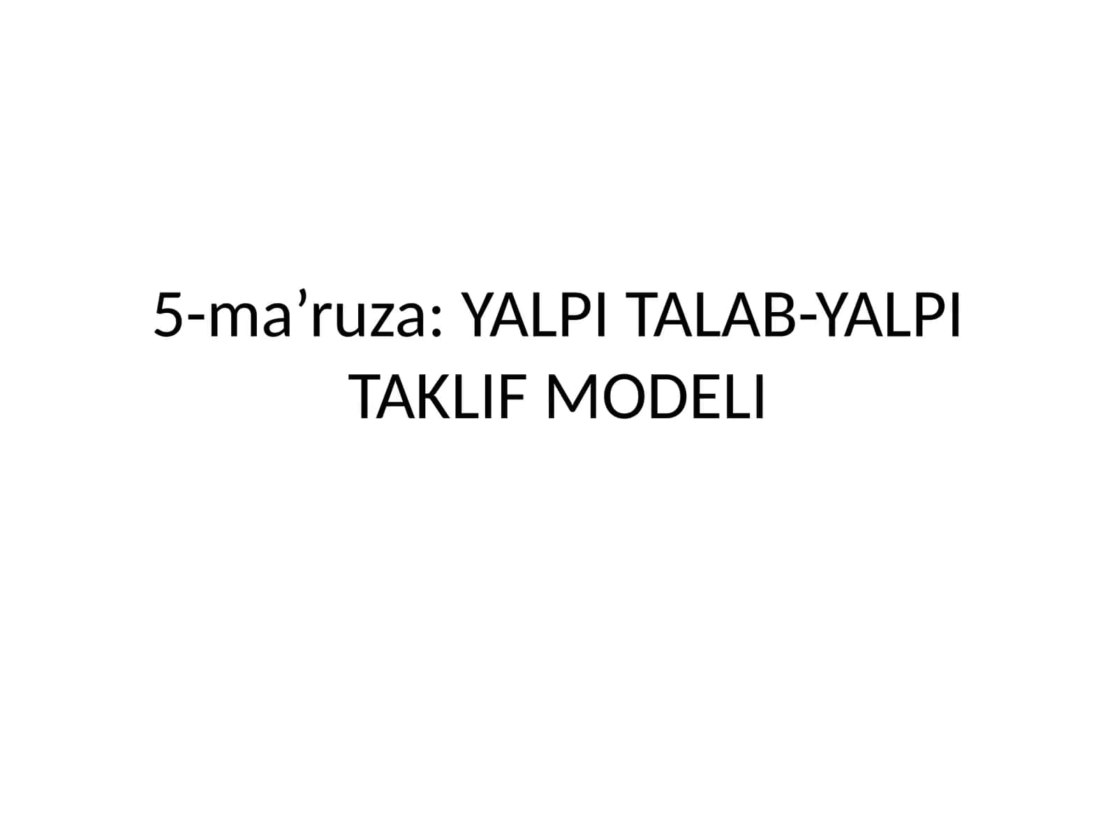 YALPI TALAB-YALPI TAKLIF MODELI 1