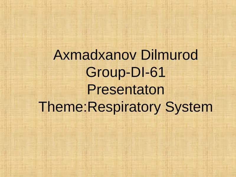 Respiratory System Presentation 1