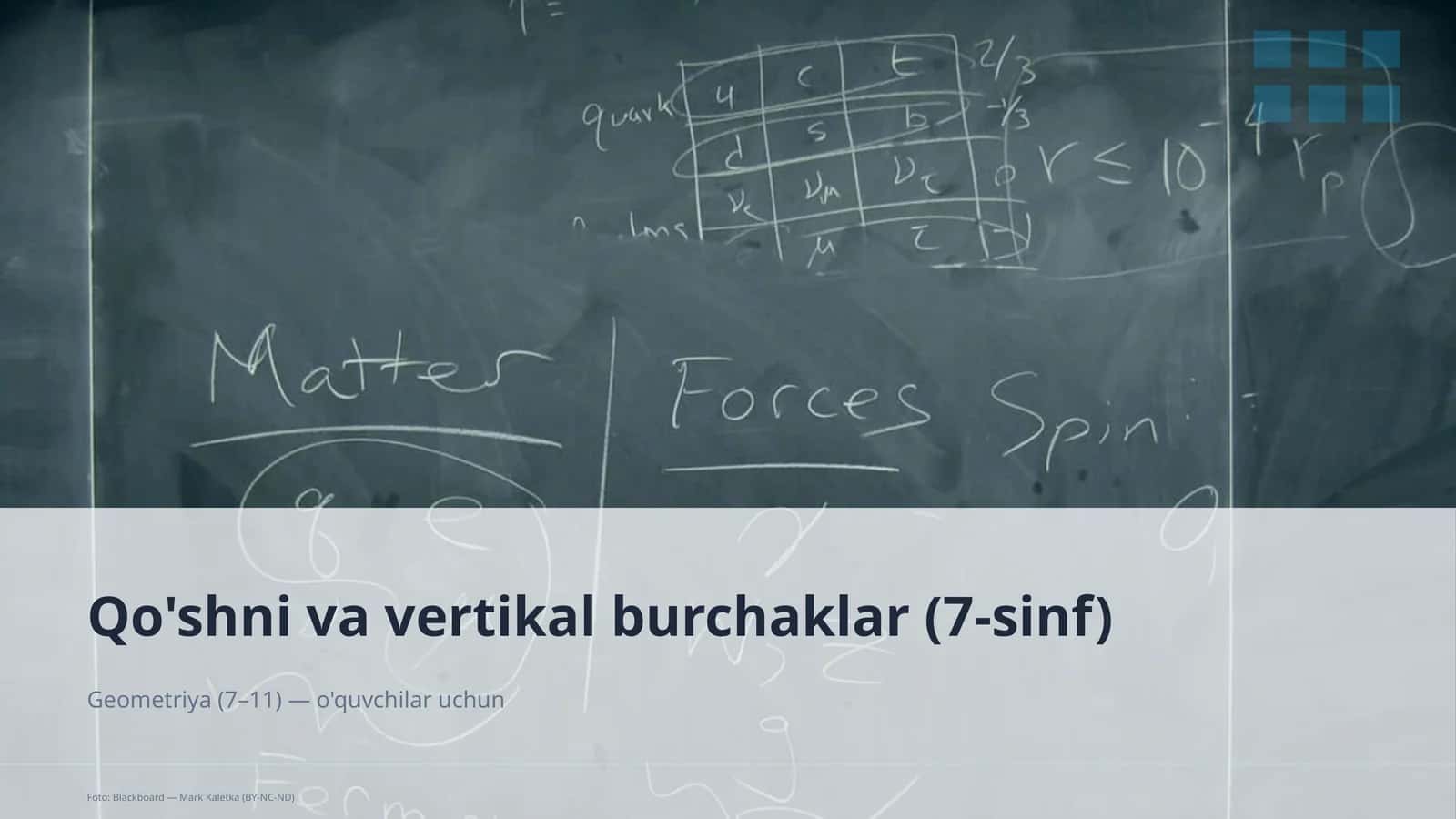 Qo'shni va vertikal burchaklar (7-sinf) 1