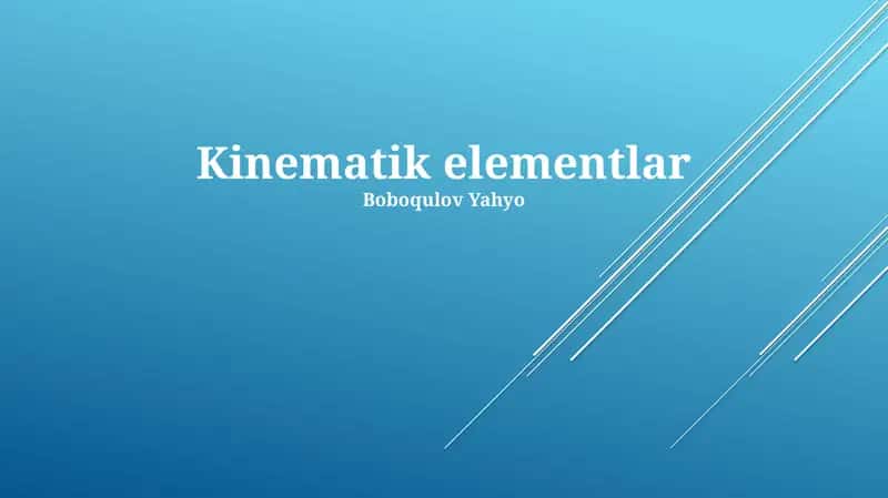 Kinematik elementlar 1
