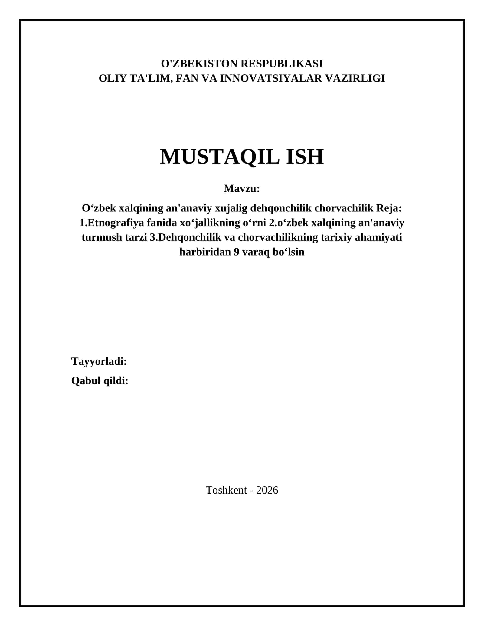 Oʻzbek xalqining an'anaviy xujalig dehqonchilik chorvachilik 1