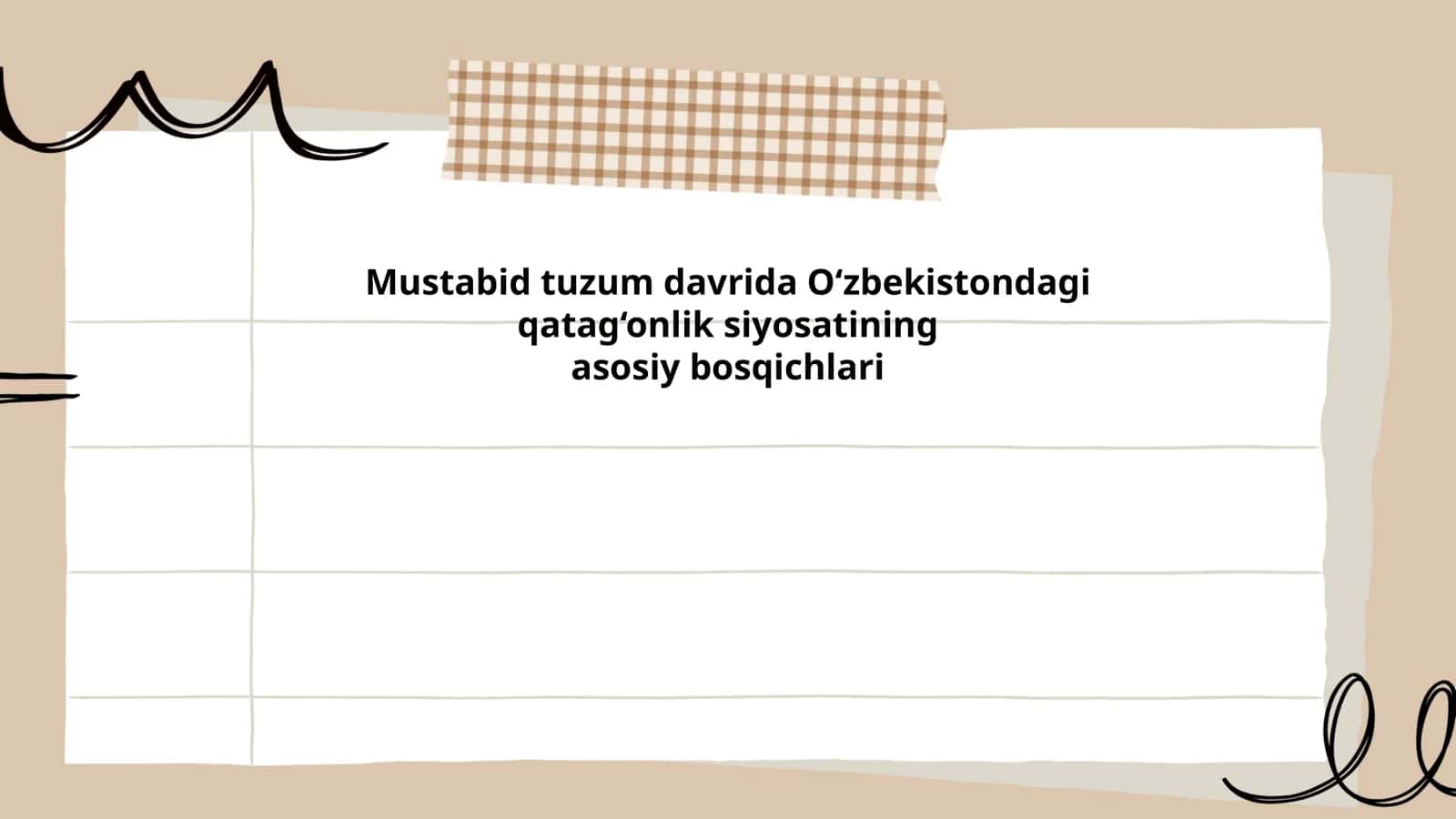 Mustabid tuzum davrida O‘zbekistondagi qatag‘onlik siyosatining asosiy bosqichlari 1