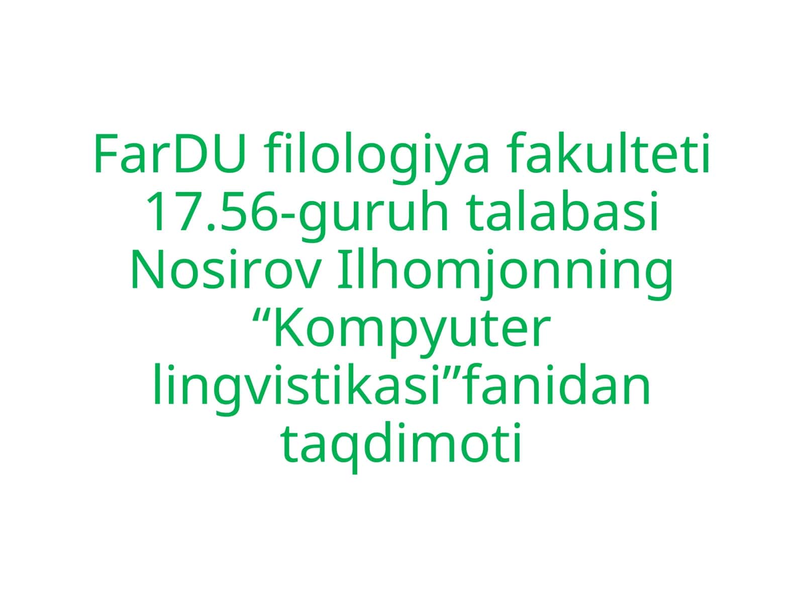 Kompyuter lingvistikasi fanining taqdimoti 1