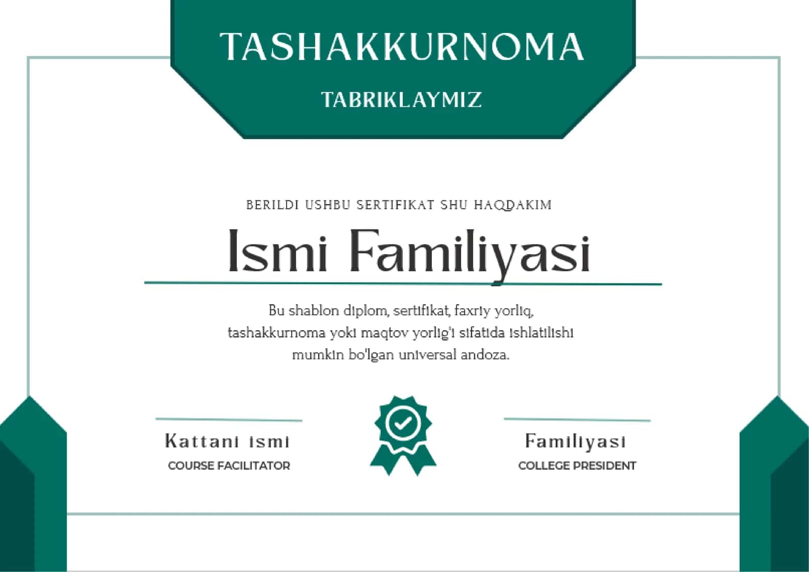 DIPLOM, SERTIFIKAT, FAXRIY YORLIQ, TASHAKKURNOMA 1